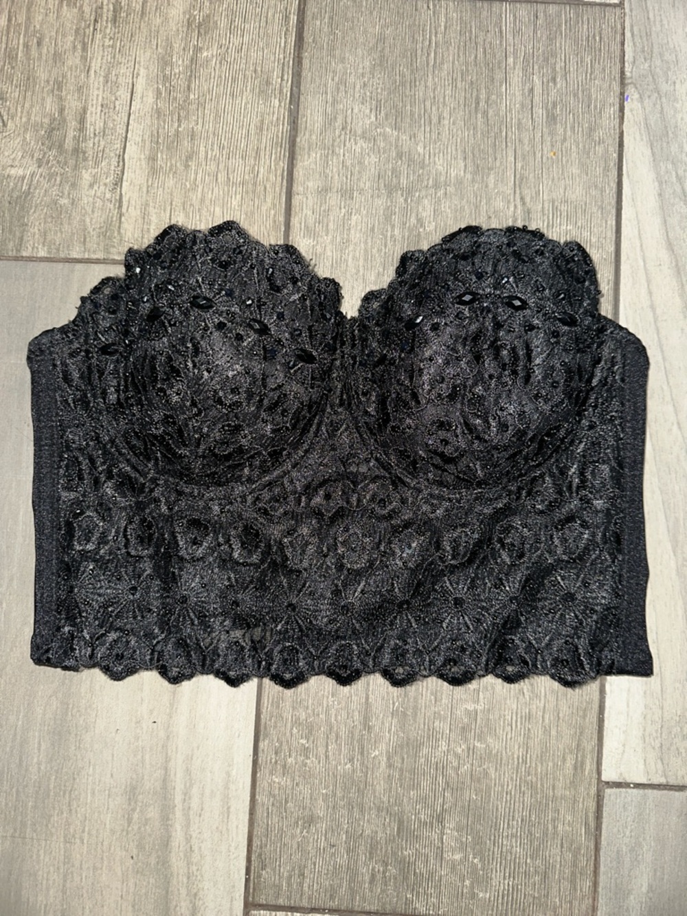 Windsor Sparkle Black Lace Corset Crop Top
Whimsigoth Small Bustier Embellished